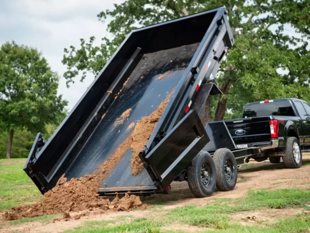 Iron Bull DTB Dump Trailer in action 7x14 14K